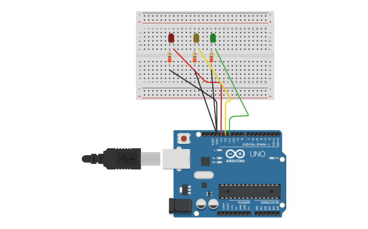 Circuit design Prender luces led - Tinkercad