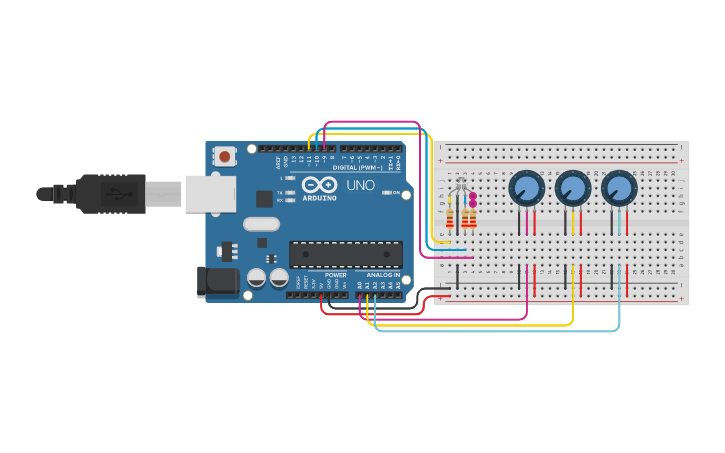 Circuit design Sensor de color - Tinkercad