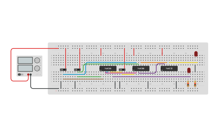 Circuit design Full adder using basic gates - Tinkercad