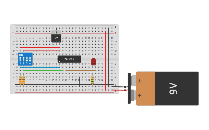 Circuit design EXOR - Tinkercad