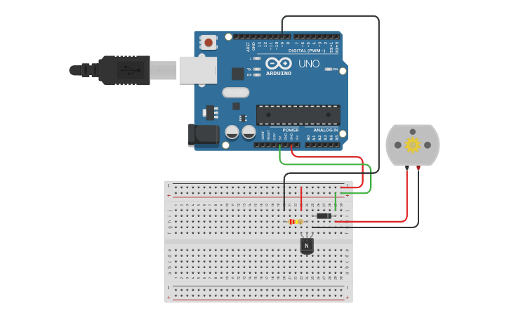 Circuit design arduino-motor - Tinkercad