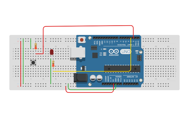Circuit design Encender y apagar un led utilizando un pulsador - Tinkercad