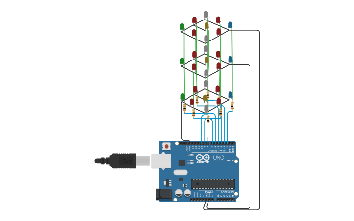 Circuit design CUBO LED - Tinkercad