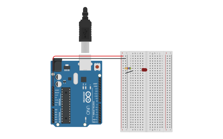 Circuit design One LED - Tinkercad