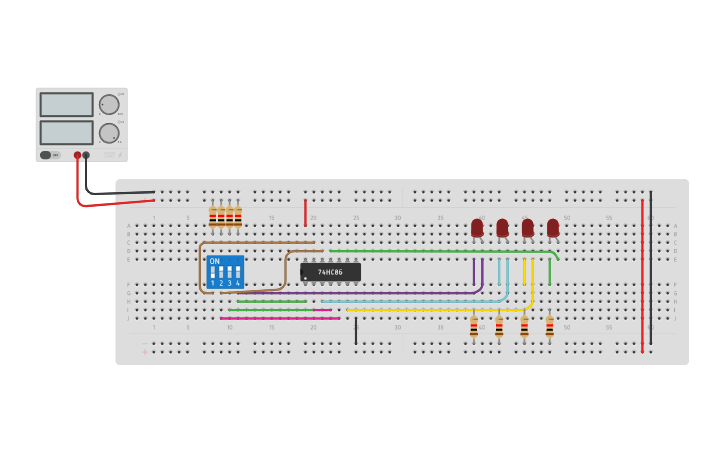 Circuit design BINARY to GRAY - Tinkercad