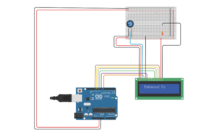 Circuit design LCD only - Tinkercad