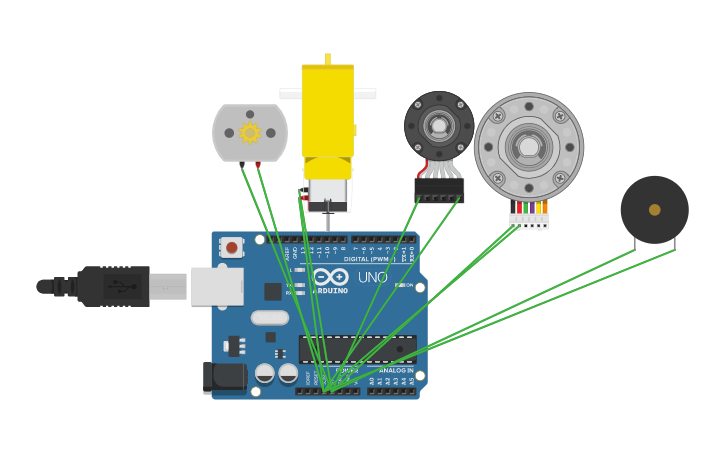Circuit design Arduino motor buzzer - Tinkercad
