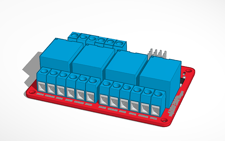 3D design Arduino 4 relay module - Tinkercad