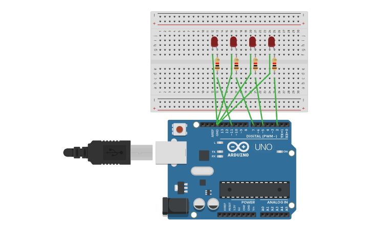 Circuit design LED lights - Tinkercad