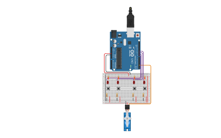 Circuit design Servo Botones - Tinkercad