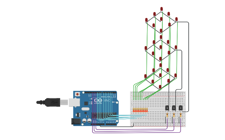 Circuit design Proyecto Cubo LED - Tinkercad