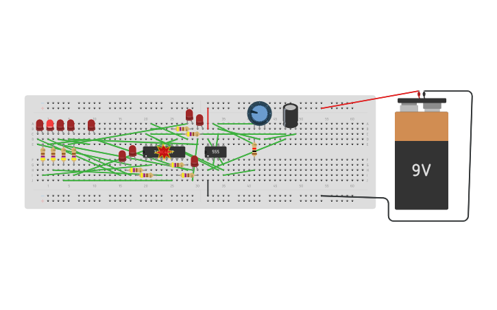Circuit design LED CHASER WITHOUT ARDUINO - Tinkercad