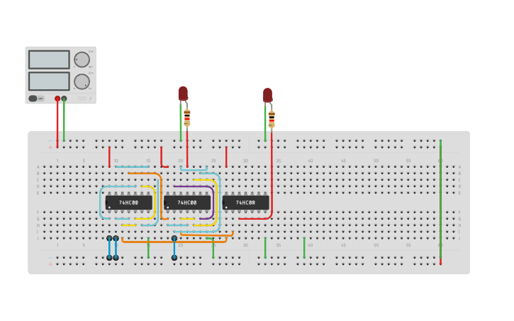 Circuit design 3-bit Full adder - Tinkercad