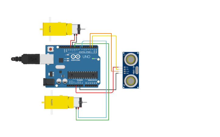 Circuit design MOTOR SPEED CONTROL USING DISTANCE SENSOR - Tinkercad