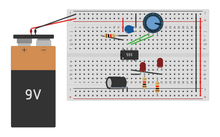 Circuit design Adjustable Alternating LED Blinking using 555 Timer ...