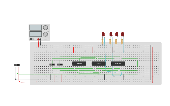 Circuit design 1:4 demux - Tinkercad