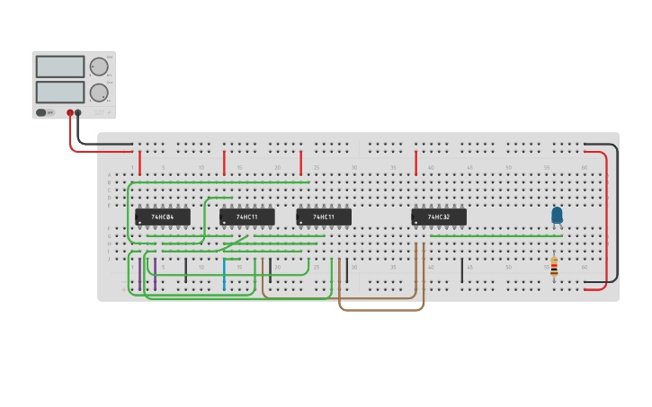 Circuit design 2 TO 4 DECODER(1,3) - Tinkercad