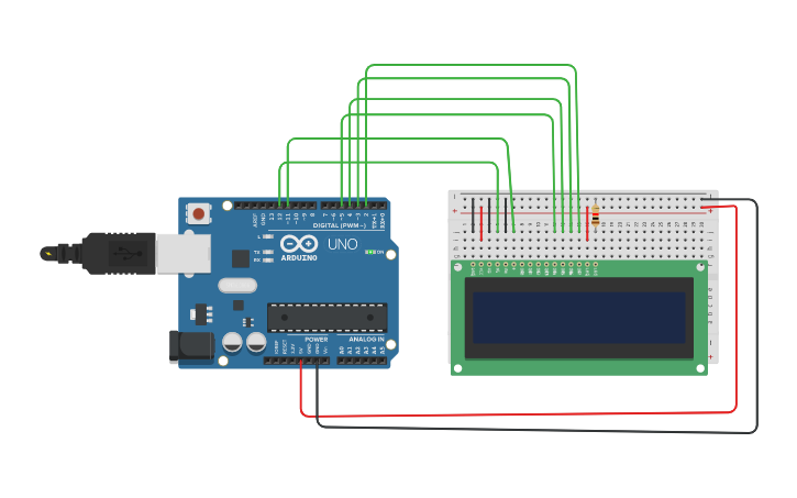 Circuit design LCD - Tinkercad