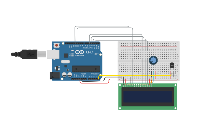 Circuit design circuito sensor de temperatura con LCD - Tinkercad