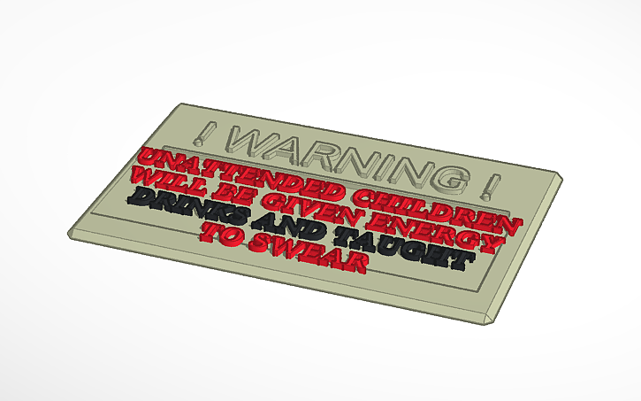 3D design Warning Sign - Tinkercad