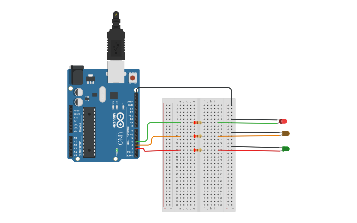 Circuit design Traffic Light System - Tinkercad