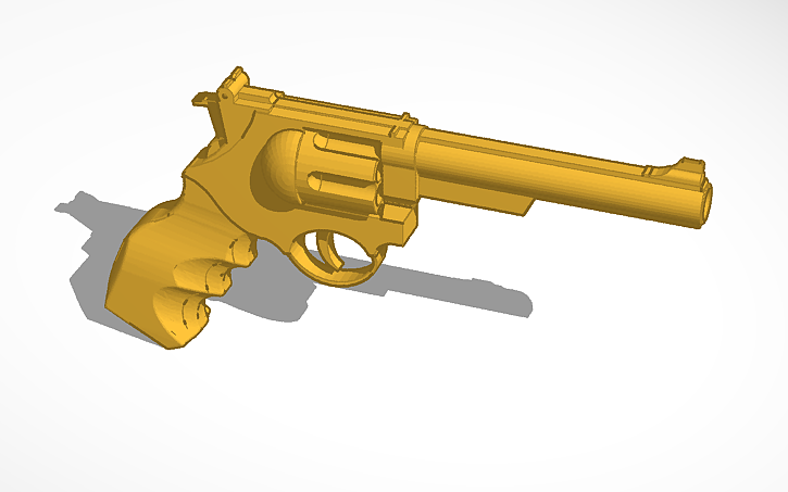 3D design gold revolver - Tinkercad