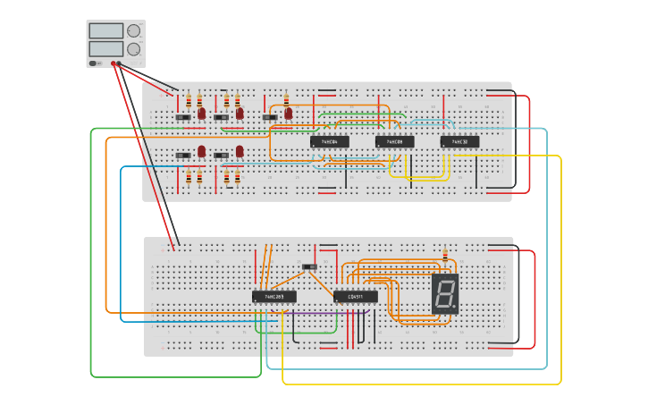 Circuit design 7 Segment Led - Tinkercad