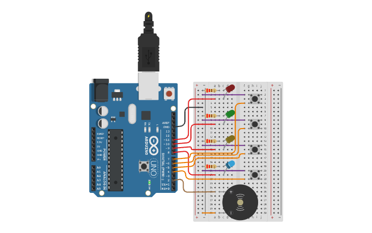 Circuit design Simon game - Tinkercad