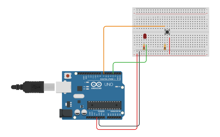 Circuit design 05 Arduino Digital input - basic button - Tinkercad
