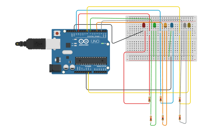 Circuit design ALTERNATING LED LIGHTING - Tinkercad