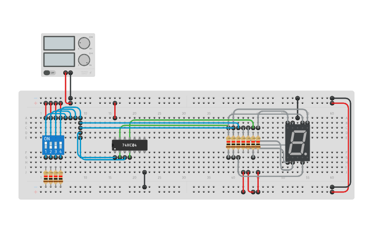 Circuit design 7 Segment Display - Tinkercad