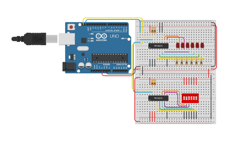 Circuit design I2C Switches - Tinkercad