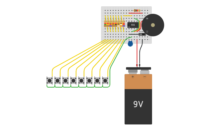 Circuit design Tiny Piano - Mini breadboard - Tinkercad