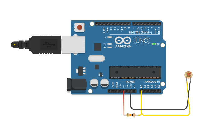 Circuit design LDR Sensor - Tinkercad