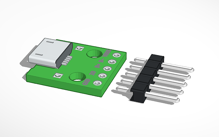 3D design Micro-USB PCB Board - Tinkercad