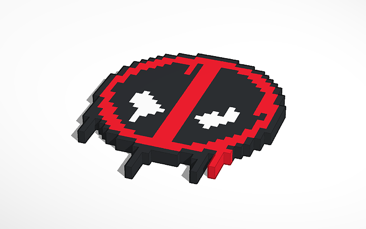 3D design 8 bit spray painted deadpool symbol - Tinkercad