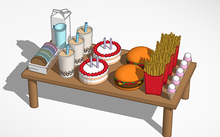 Table Cooking 3d 3D design A table full of food:) - Tinkercad