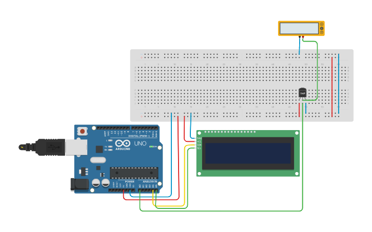 Circuit design Medir temperatura con LM35 y LCD 16x2 I2C - Tinkercad