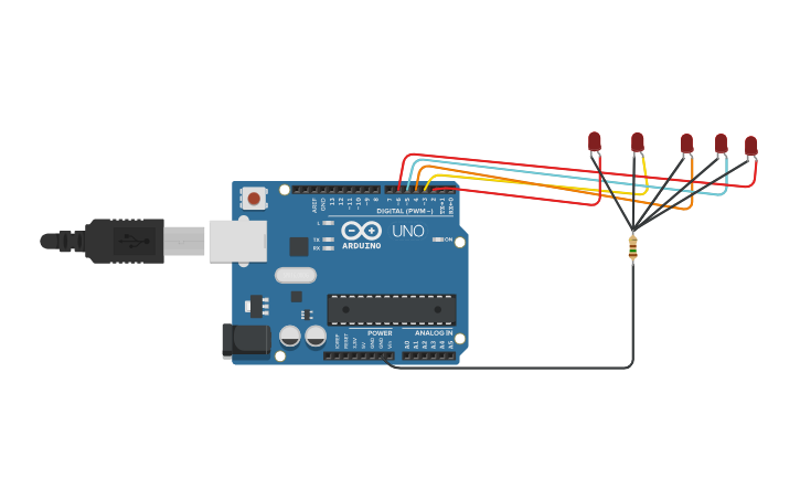 Circuit design Blink Random LED - Tinkercad