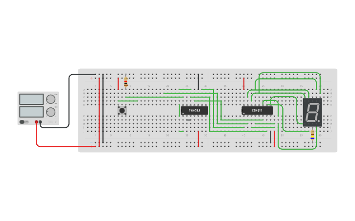 Circuit design 7 Segment Counter - Tinkercad