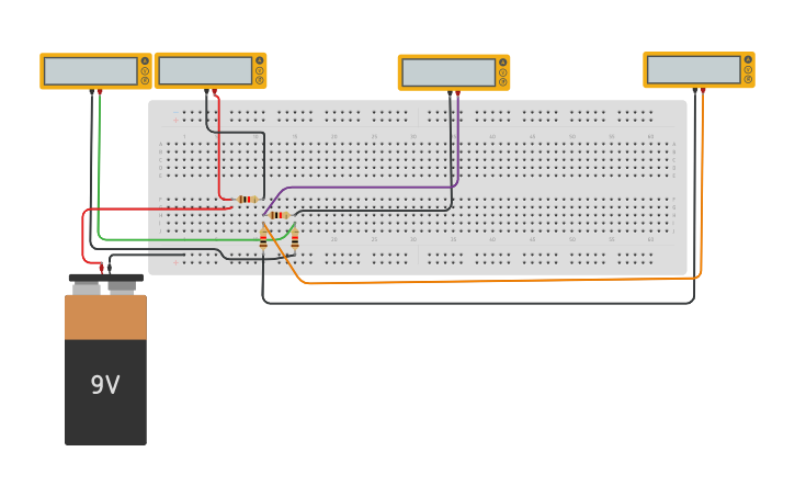 Circuit design KCL (Kirchhoff's Current Law) - Tinkercad