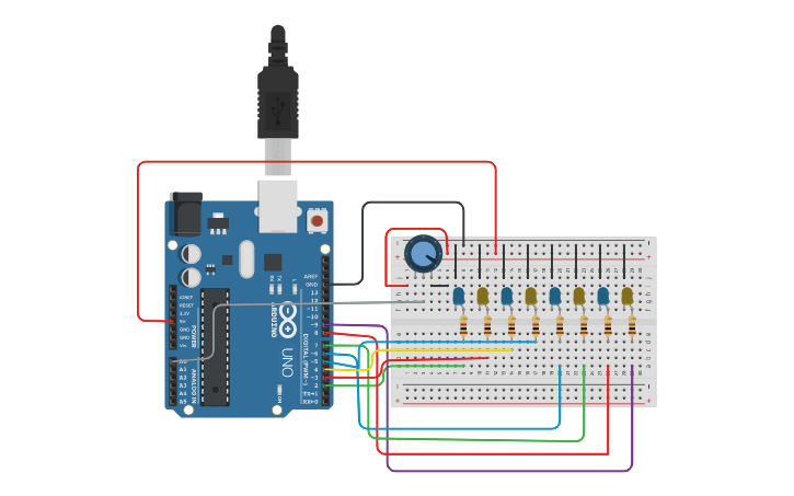 Circuit design LED CHASER WITH ARDUINO - Tinkercad