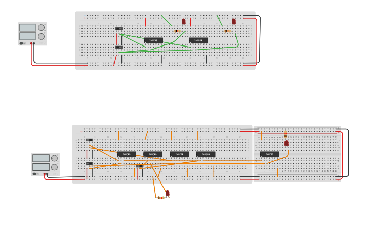 Circuit design HALF ADDER/FULL ADDER - Tinkercad