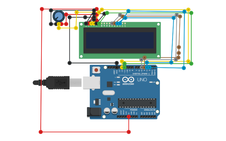 Circuit design LCD interfacing - Tinkercad