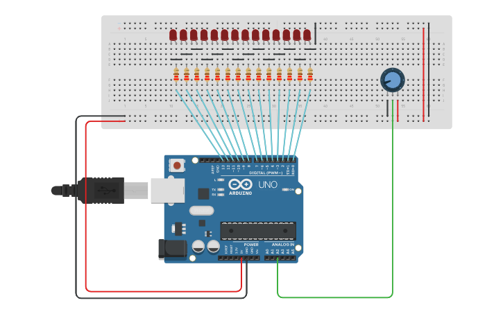 Knight Rider Led Project Circuit design Led circuit Knight Rider - Tinkercad