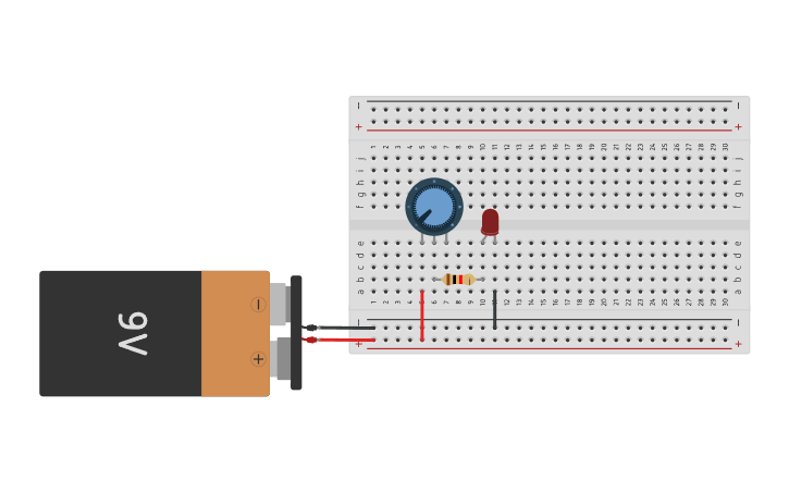 Circuit design Potmeter 1 - Tinkercad
