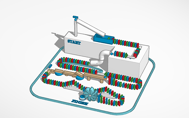 Tinker Machine 3D design Rube Goldberg Machine - Ball Race - Tinkercad