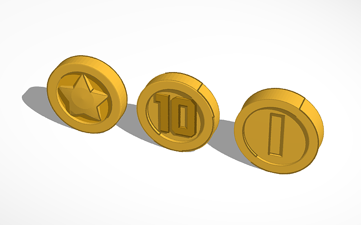 Mario Coin Rendered 3D design Mario Coins - Tinkercad