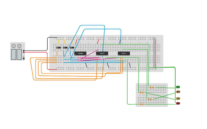 Circuit design 1:4 demux - Tinkercad