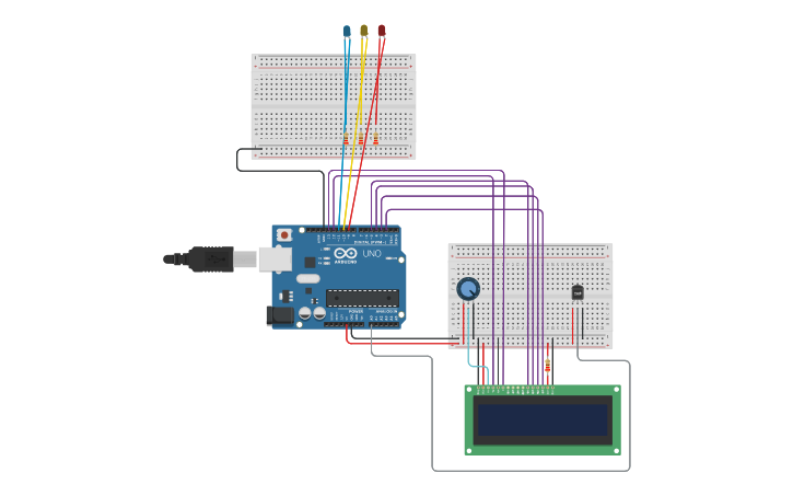 Circuit design Sensor de temperatura con pantalla LCD, guía LED y ...